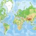 Karta svijeta geografska, države, uzvisine Mercatorova projekcija