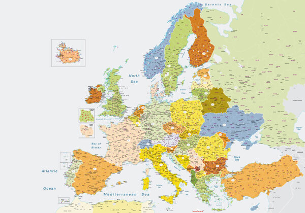 Karta Europe s poštanskim kodovima